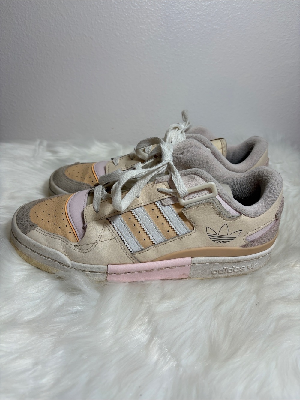 Adidas Pink Cream Pink Yellow Athletic Sneakers